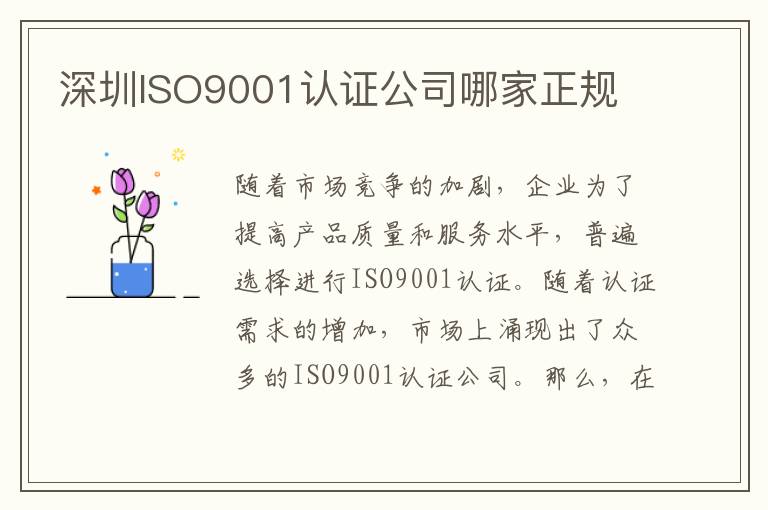 深圳ISO9001认证公司哪家正规