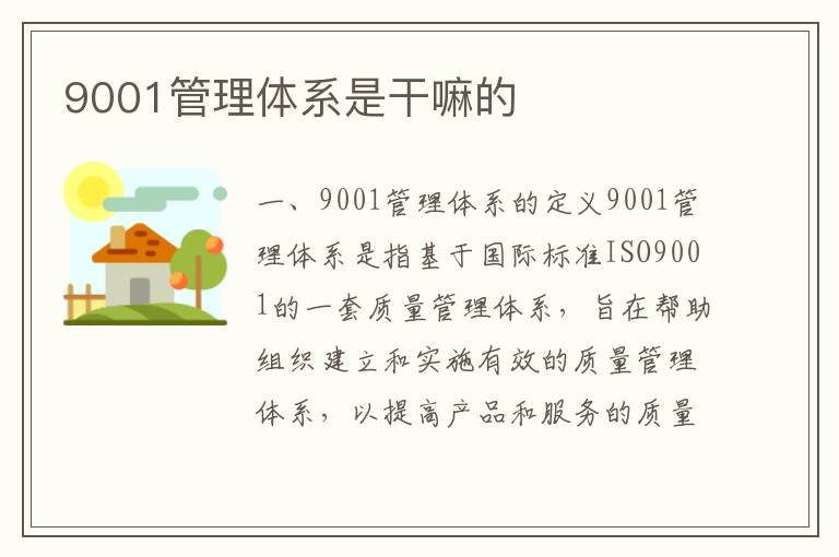 9001管理体系是干嘛的