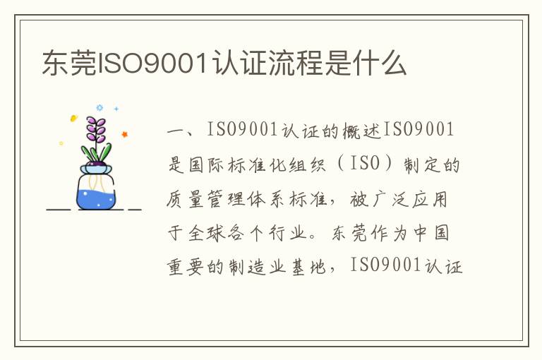 东莞ISO9001认证流程是什么